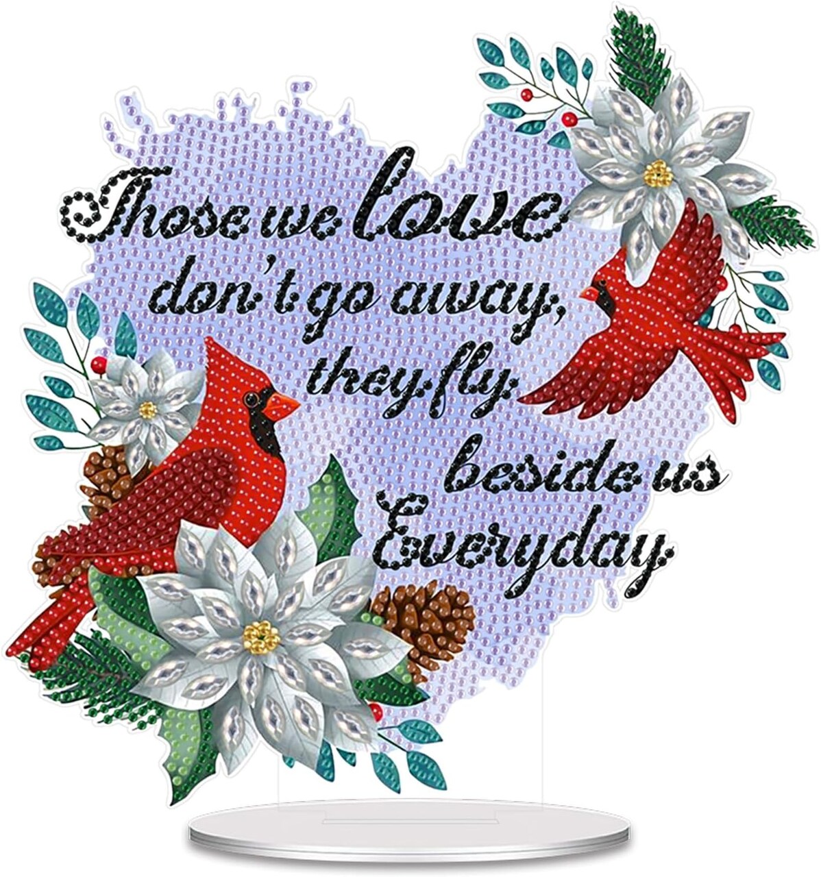 DIY Diamond Art Painting Desktop Ornament – Christmas Cardinal Tabletop Decoration with Acrylic Base, Single-Sided 5D Diamond Design for Home Decor